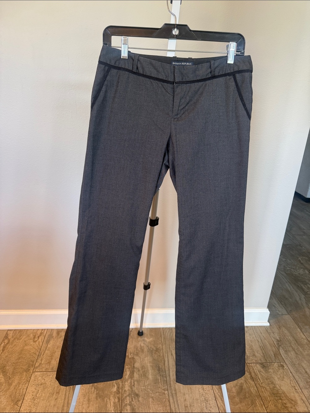Banana Republic Women’s Dark Gray Dress Pants with Black Ribbon Trim